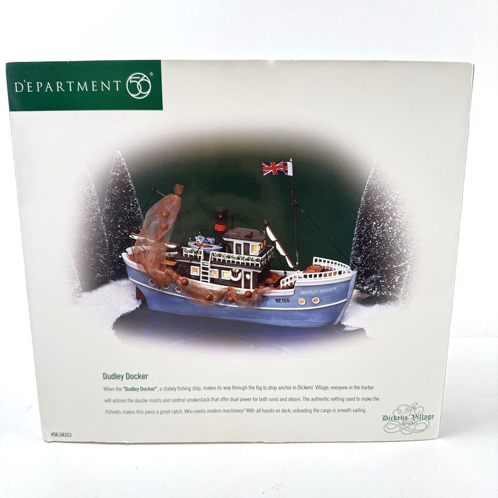 Department 56 Dickens Village Series DUDLEY DOCKER 58353 Fishing Boat New In Box